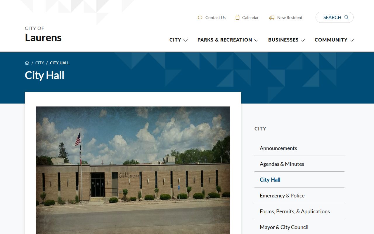 Laurens warrant records City Hall civic routing page