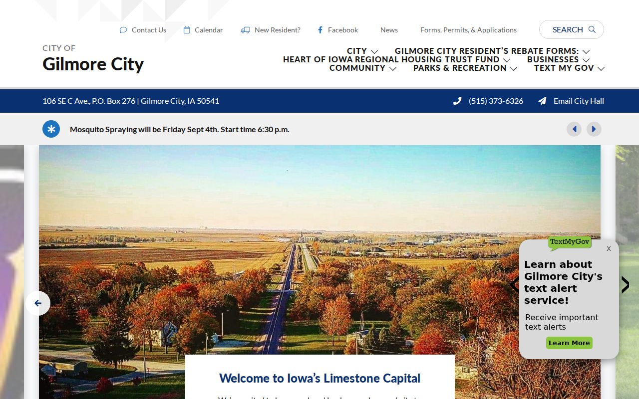 Gilmore City warrant records civic contact and City Hall source