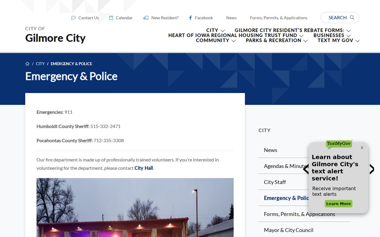 Gilmore City warrant search showing Pocahontas and Humboldt Sheriff contacts