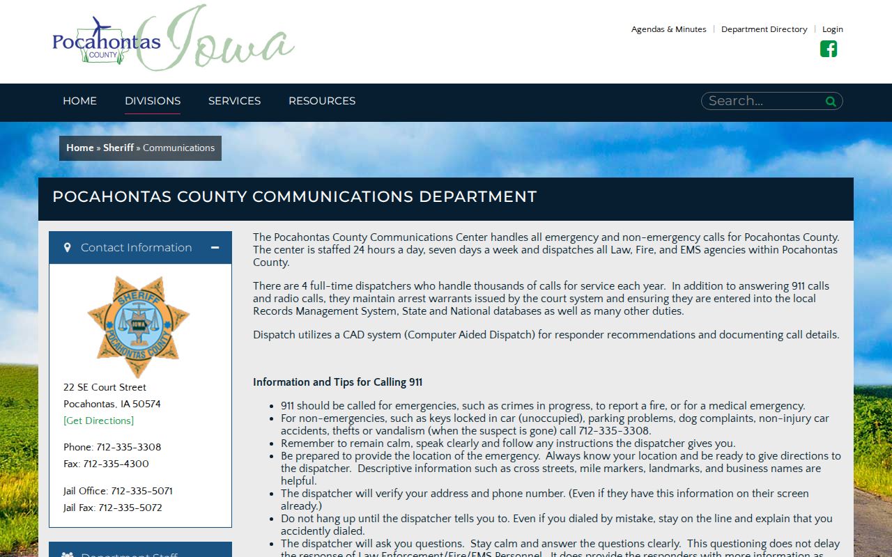 Pocahontas County active warrant database information from Communications